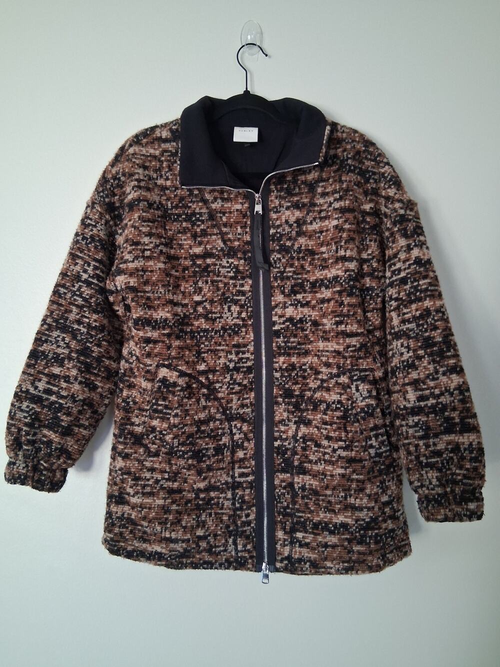 Varley Romar Knit Fleece Wool Blend Jacket Brown Speckle Size Small